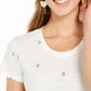 Camiseta feminina estampada com decote redondo, tamanho grande, branca, estilo &amp; co