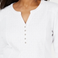 Karen Scott Top Henley Feminino de Algodão com Ilhós Frontais Branco Tamanho Pequeno P/M
