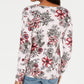 Karen Scott Blusa Feminina Estampada Decote Redondo Branca Tamanho Grande