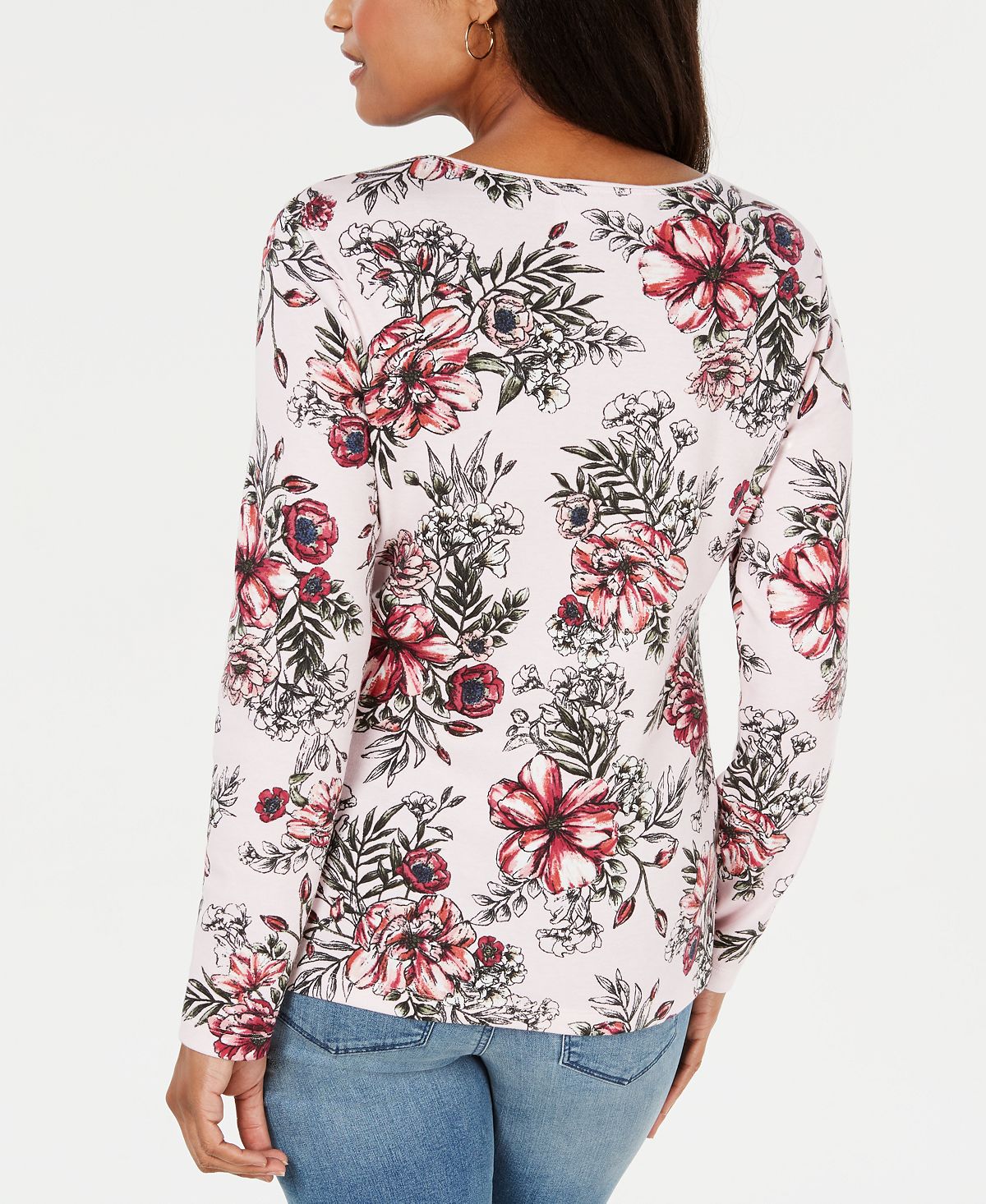 Karen Scott Blusa Feminina Estampada Decote Redondo Branca Tamanho Grande