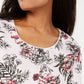 Karen Scott Blusa Feminina Estampada Decote Redondo Branca Tamanho Grande