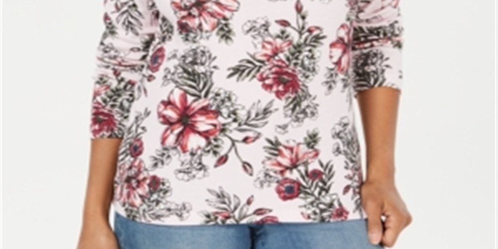 Karen Scott Blusa Feminina Estampada Decote Redondo Branca Tamanho Grande