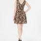 Vestido feminino Vince Camuto com estampa animal e bainha, marrom, tamanho 14