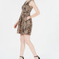 Vestido feminino Vince Camuto com estampa animal e bainha, marrom, tamanho 14