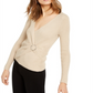 Suéter feminino de lurex com decote em V e fivela, tamanho pequeno, da INC International Concepts