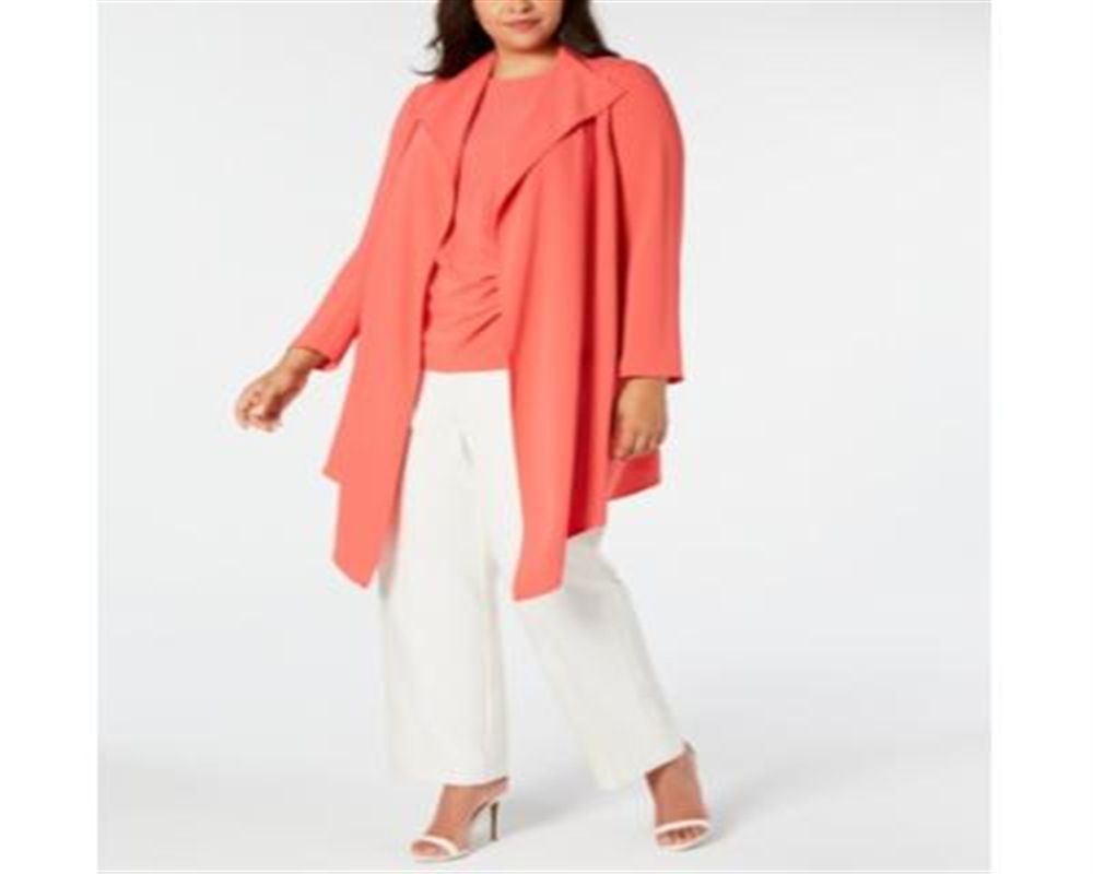 Cardigan feminino Anne Klein coral manga comprida aberto laranja tamanho 0X