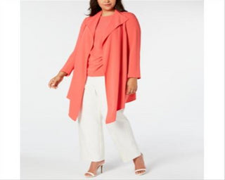 Cardigan feminino Anne Klein coral manga comprida aberto laranja tamanho 0X