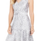 Vestido feminino Natori com babados e cinto Obi em mosaico, cinza, tamanho 10