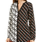 Blusa feminina Alfani com estampa contrastante e decote dividido, branca, tamanho P