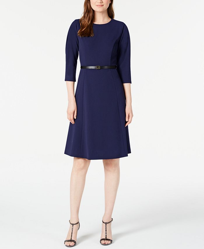 Vestido Calvin Klein Feminino Azul com Cinto e Elástico Tamanho 10P
