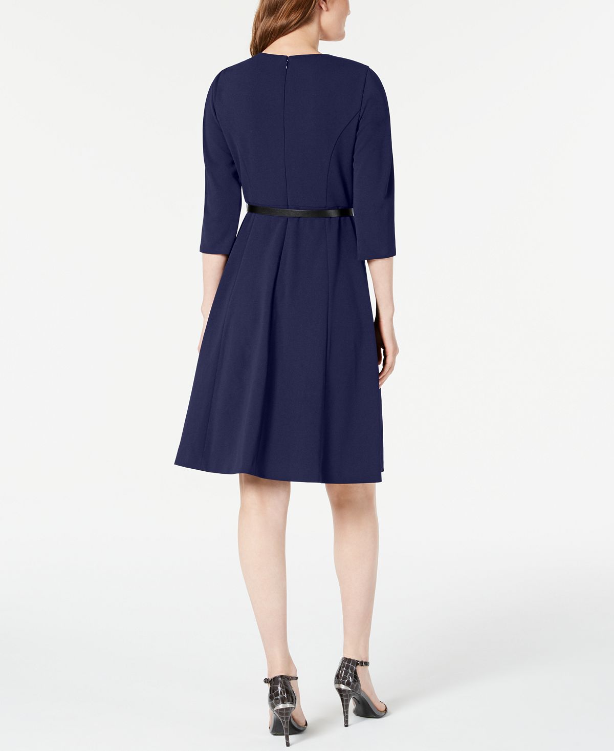 Vestido Calvin Klein Feminino Azul com Cinto e Elástico Tamanho 10P