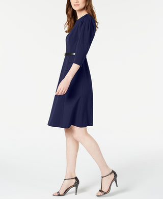 Vestido Calvin Klein Feminino Azul com Cinto e Elástico Tamanho 10P