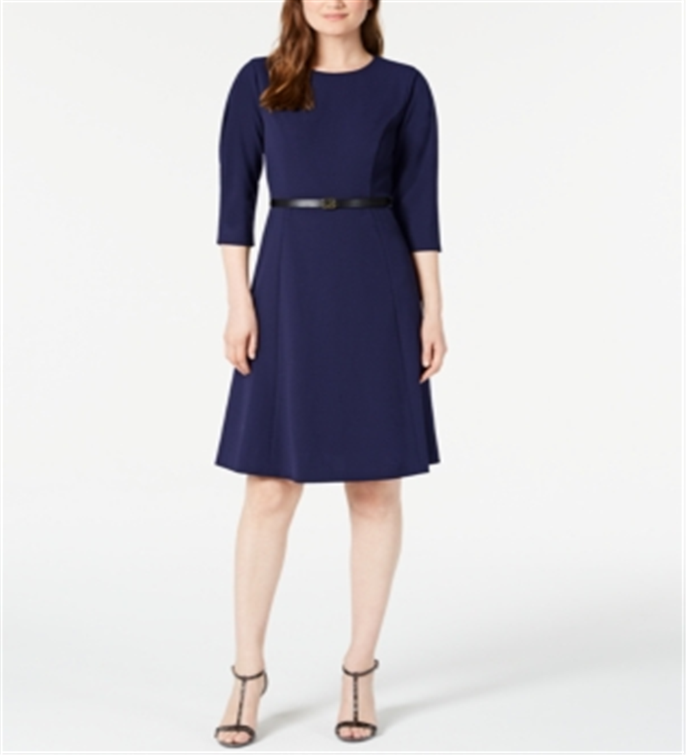 Vestido Calvin Klein Feminino Azul com Cinto e Elástico Tamanho 10P