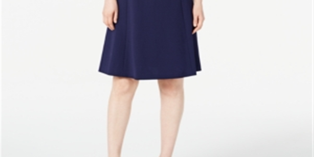 Vestido Calvin Klein Feminino Azul com Cinto e Elástico Tamanho 10P