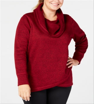 Ideology Women's Fleece Cowl Neck Pullover Top Wine Size XXXL