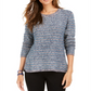 Suéter listrado metálico com fios pequenos feminino Style &amp; Co Azul Tamanho Pequeno S