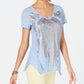 Estilo &amp; Co Feminino Estampa Metálica Cano Alto Baixo Azul Tamanho X-G