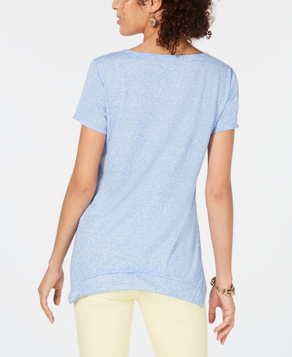 Estilo &amp; Co Feminino Estampa Metálica Cano Alto Baixo Azul Tamanho X-G