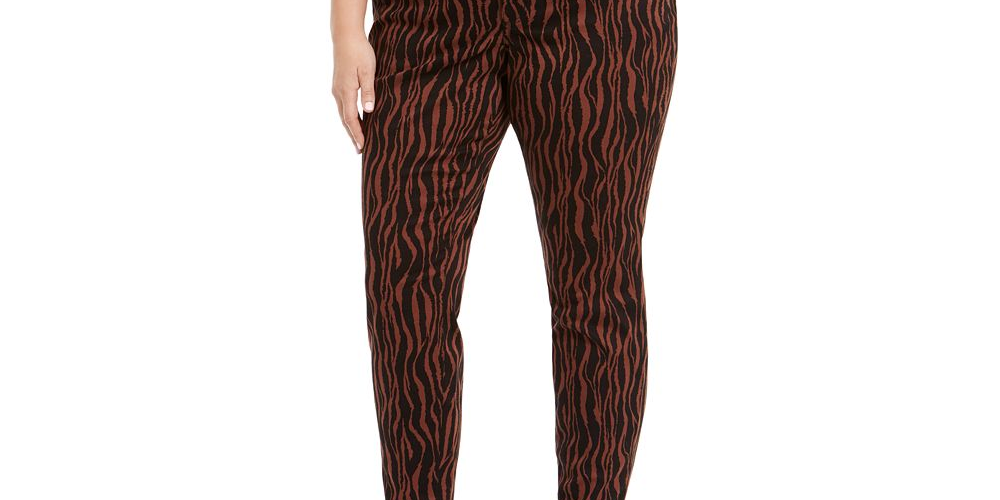 Calça jeans skinny feminina com estampa de tigre e cintura média da INC International Concepts, marrom, tamanho 20W