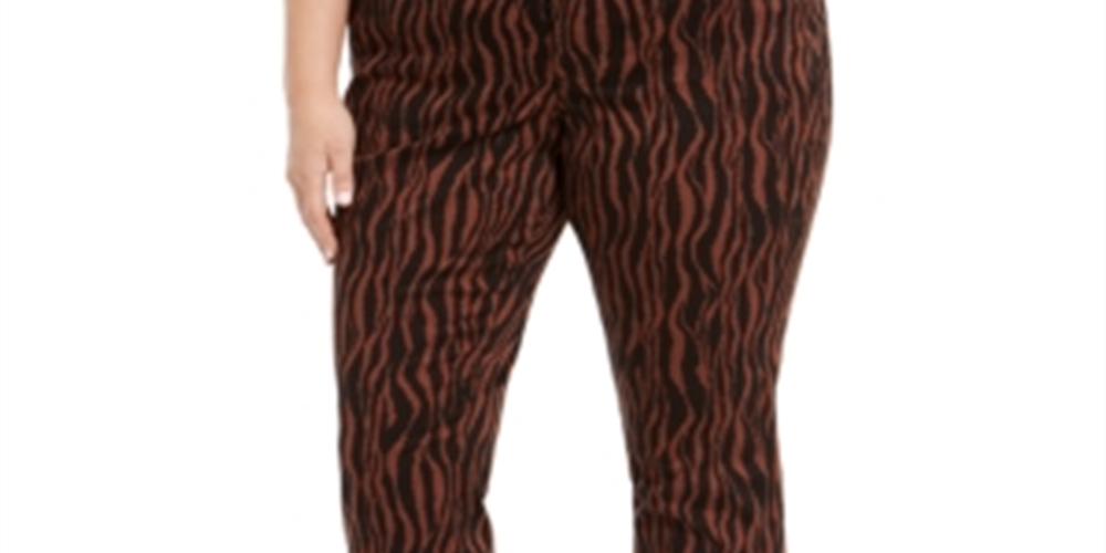 Calça jeans skinny feminina com estampa de tigre e cintura média da INC International Concepts, marrom, tamanho 20W