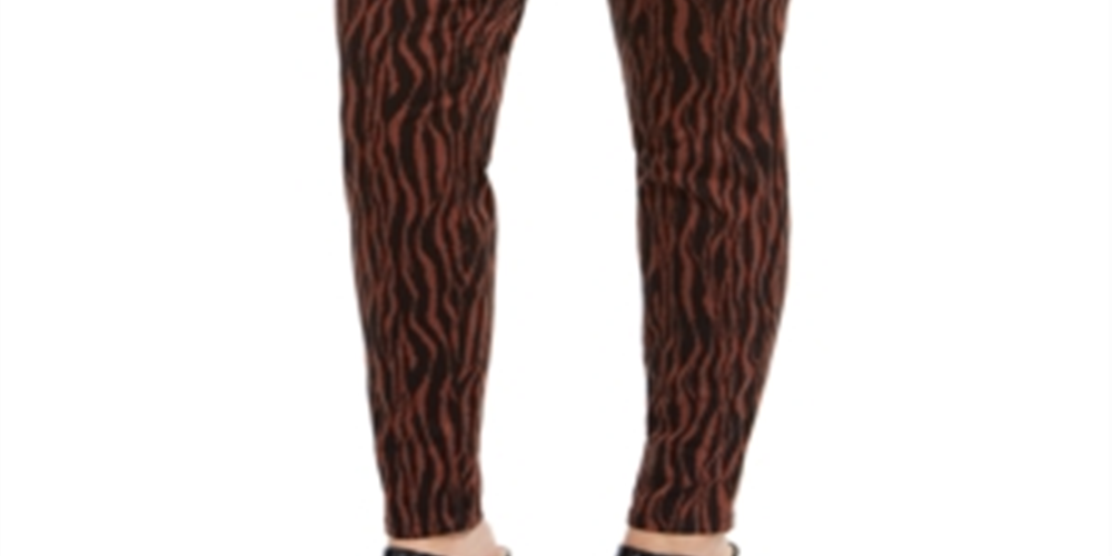 Calça jeans skinny feminina com estampa de tigre e cintura média da INC International Concepts, marrom, tamanho 20W