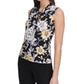 Blusa feminina Tommy Hilfiger com estampa floral e decote torcido - Azul-marinho, tamanho P