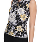 Blusa feminina Tommy Hilfiger com estampa floral e decote torcido - Azul-marinho, tamanho P