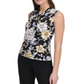 Blusa feminina Tommy Hilfiger com estampa floral e decote torcido - Azul-marinho, tamanho P