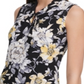 Blusa feminina Tommy Hilfiger com estampa floral e decote torcido - Azul-marinho, tamanho P