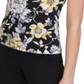 Blusa feminina Tommy Hilfiger com estampa floral e decote torcido - Azul-marinho, tamanho P