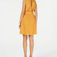 Vestido Monteau Feminino com Cinto e Ajuste Flare, Amarelo, Tamanho Pequeno X-Grande
