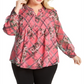 Blusa feminina Charter Club estampada com frente franzida rosa tamanho 0X