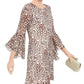 Vestido feminino com estampa animal da INC International Concepts, bege, tamanho 12