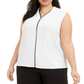 Blusa Calvin Klein Feminina Plus Size com Acabamento Contrastado, Branca, Tamanho 2X
