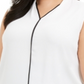 Blusa Calvin Klein Feminina Plus Size com Acabamento Contrastado, Branca, Tamanho 2X