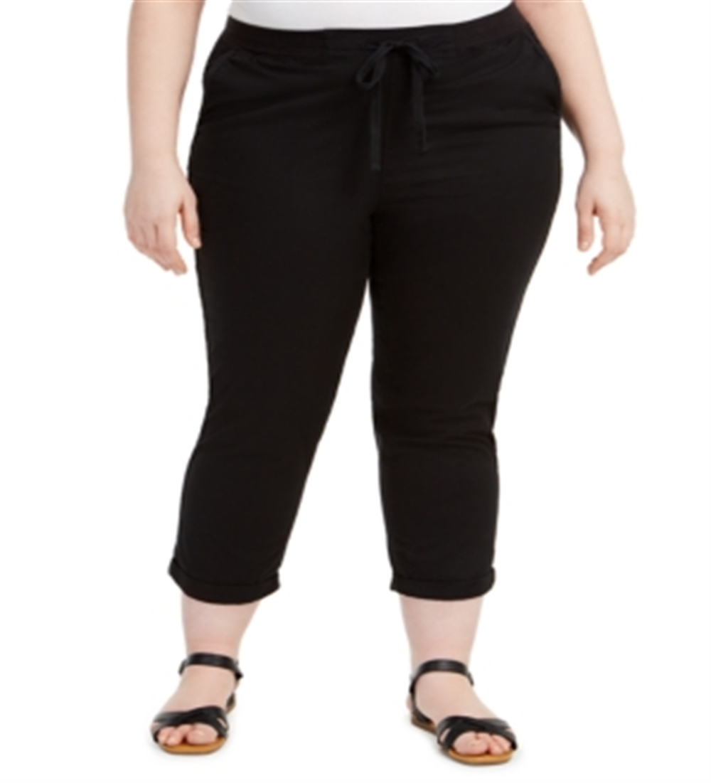 Calça utilitária feminina Style &amp; Co Twill Tape, preta, tamanho 14W