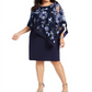 Vestido de coquetel feminino R &amp; M Richards, sem mangas, com decote em joia, comprimento até o joelho, azul, tamanho 14W