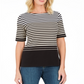 Karen Scott Blusa listrada com decote canoa feminina, marrom, tamanho pequeno P