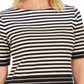 Karen Scott Blusa listrada com decote canoa feminina, marrom, tamanho pequeno P