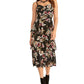 Vestido estampado em camadas Valia da Rachel Roy para mulheres, preto, tamanho GG