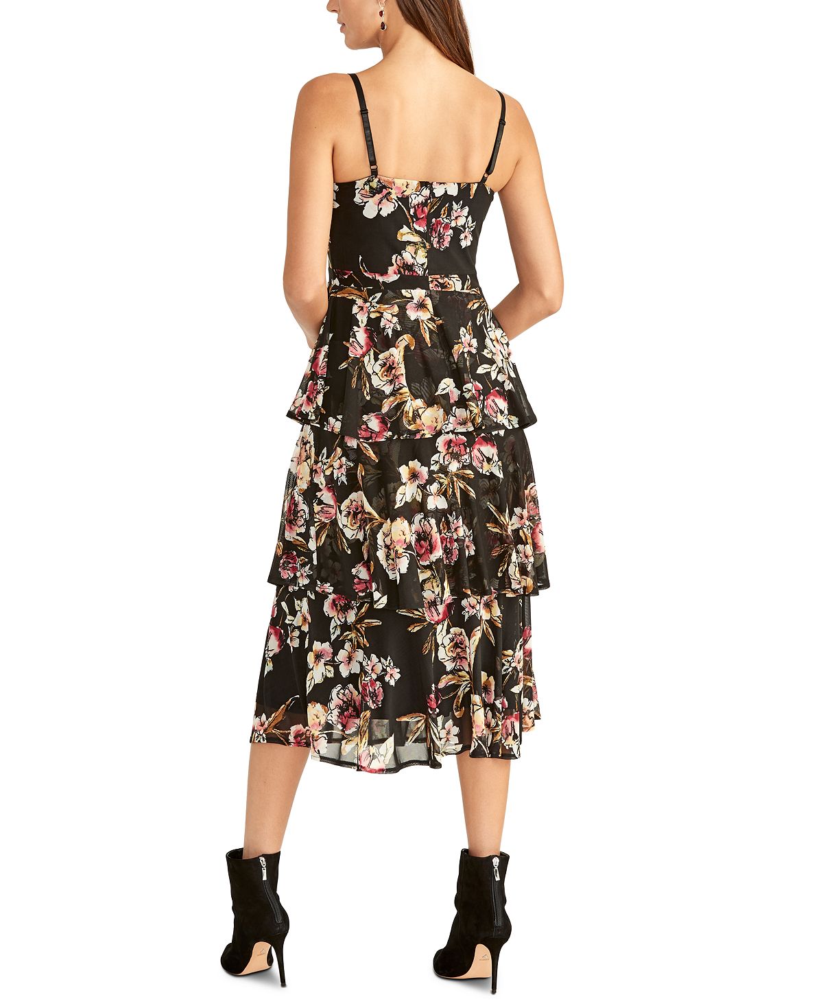 Vestido estampado em camadas Valia da Rachel Roy para mulheres, preto, tamanho GG