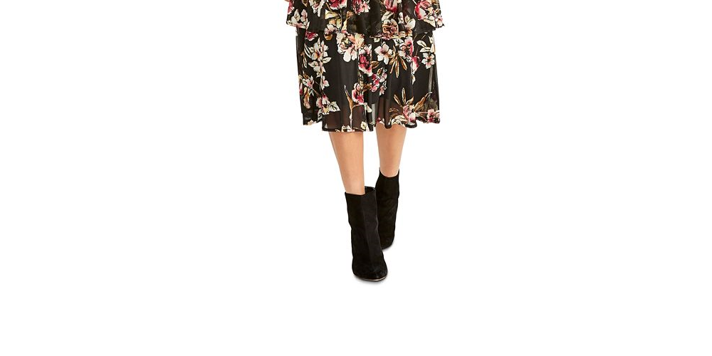 Vestido estampado em camadas Valia da Rachel Roy para mulheres, preto, tamanho GG