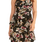 Vestido estampado em camadas Valia da Rachel Roy para mulheres, preto, tamanho GG