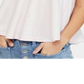 Camiseta regata feminina Carly com decote em V e costas baixas, rosa, tamanho XS