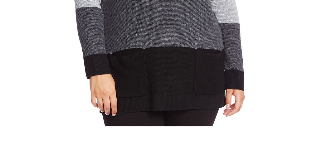 Suéter túnica waffle plus size colorblock feminino Vince Camuto cinza tamanho 2X