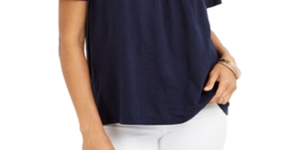 Top Feminino com Ilhós Estilo &amp; Co Azul Tamanho Pequeno P