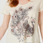 Top feminino com bainha gráfica estilo &amp; co, bege, tamanho XXL
