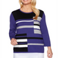 Alfred Dunner Suéter Feminino Mallard Color Block Azul Tamanho Pequeno GG