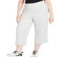 Calças culotte plus size caneladas femininas Ideology, cinza, tamanho 2X