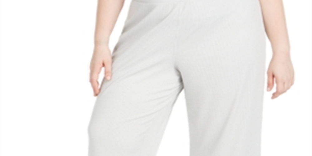 Calças culotte plus size caneladas femininas Ideology, cinza, tamanho 2X